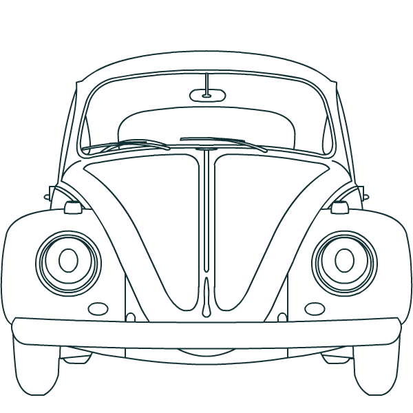 Line drawing of a 1964 1200 Volkswagen
